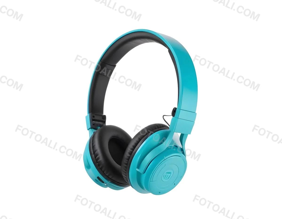 A Pair Of Turquoise And Black Wireless Headphones With A Padded Headband And Earcups Isolated On A Black Background 18 85fd
