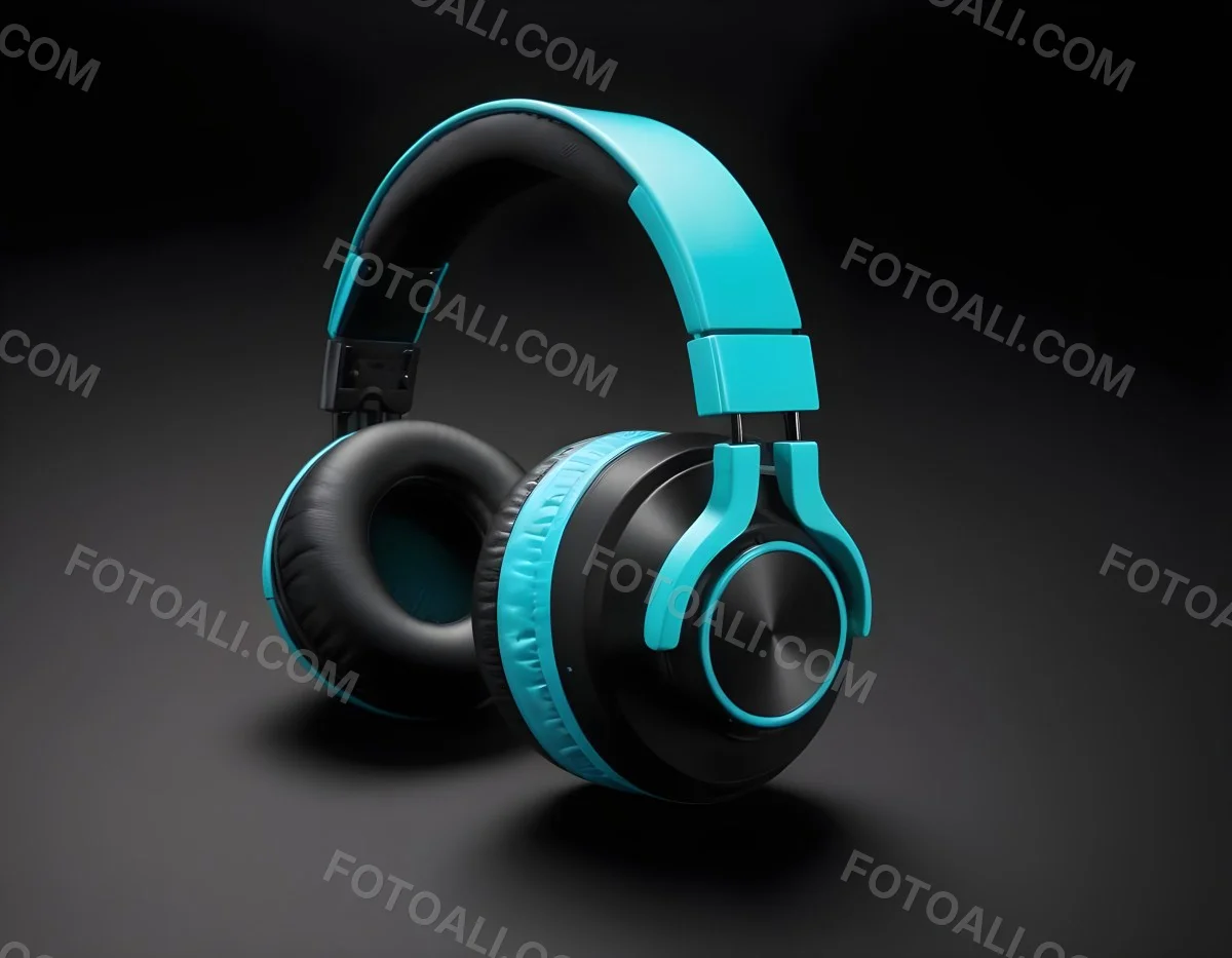 A Pair Of Turquoise And Black Wireless Headphones With A Padded Headband And Earcups Isolated On A Black Background 19 C8f7