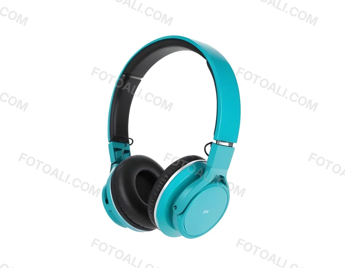 A Pair Of Turquoise And Black Wireless Headphones With A Padded Headband And Earcups Isolated On A Black Background 36 C459