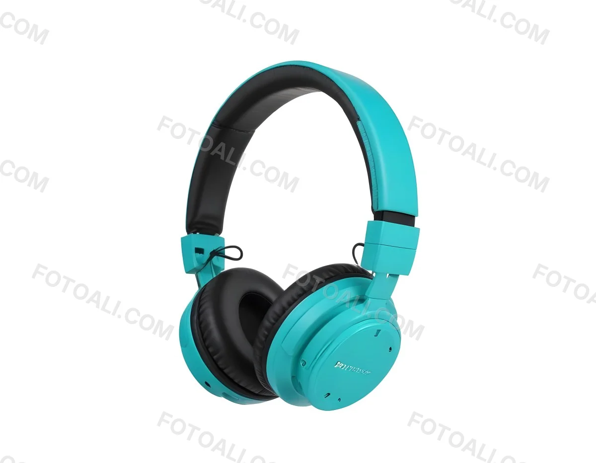 A Pair Of Turquoise And Black Wireless Headphones With A Padded Headband And Earcups Isolated On A Black Background 37 6e4f