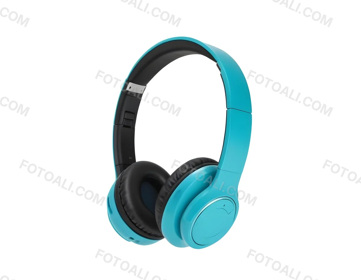 A Pair Of Turquoise And Black Wireless Headphones With A Padded Headband And Earcups Isolated On A Black Background 4 D7cc