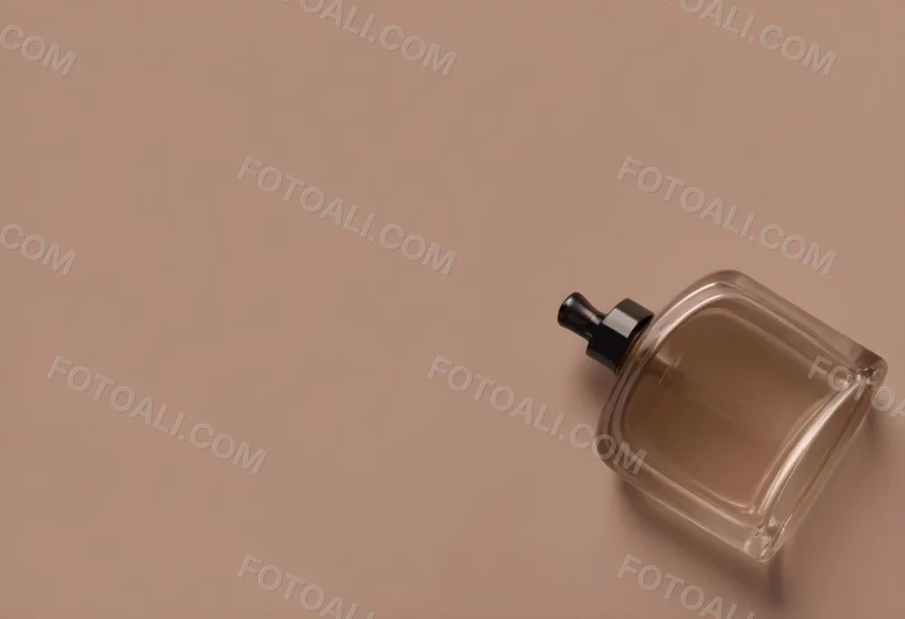 A Perfume Bottle With A Black Spray Nozzle On A Plain Black Background The Bottle Is Clear And Partially Filled With Liquid 2 Ab02