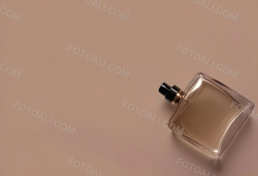 A Perfume Bottle With A Black Spray Nozzle On A Plain Black Background The Bottle Is Clear And Partially Filled With Liquid 8 5e78