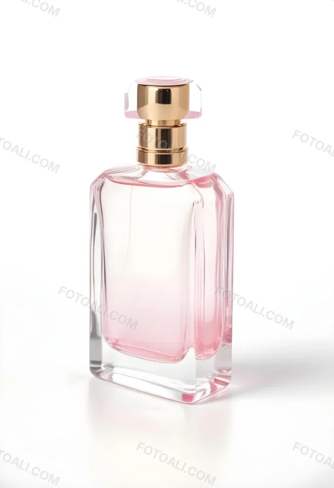 A Perfume Bottle With A Transparent Cap And A Transparent Body Containing A Pink Liquid Isolated On A White Background 1 7705