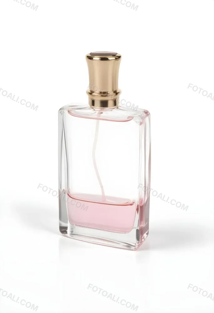 A Perfume Bottle With A Transparent Cap And A Transparent Body Containing A Pink Liquid Isolated On A White Background 28 Bff7