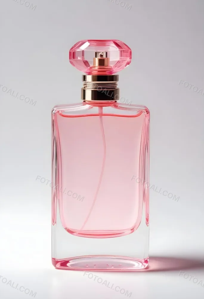 A Perfume Bottle With A Transparent Cap And A Transparent Body Containing A Pink Liquid Isolated On A White Background 4 994a
