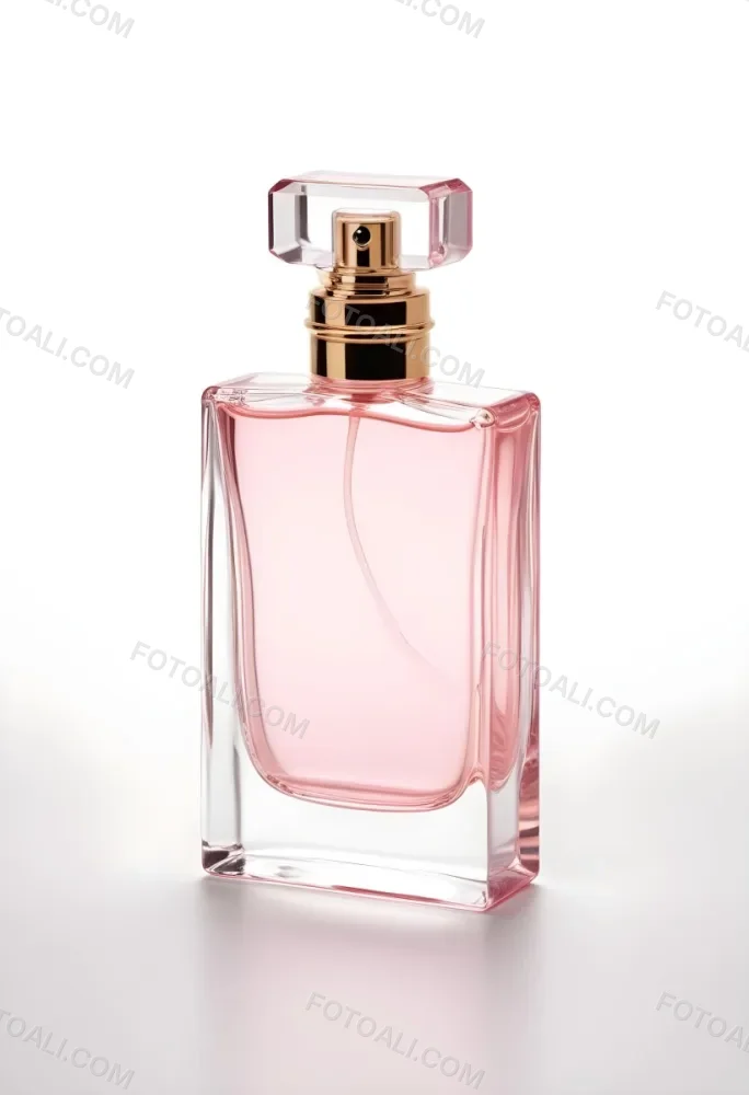 A Perfume Bottle With A Transparent Cap And A Transparent Body Containing A Pink Liquid Isolated On A White Background 6 521e