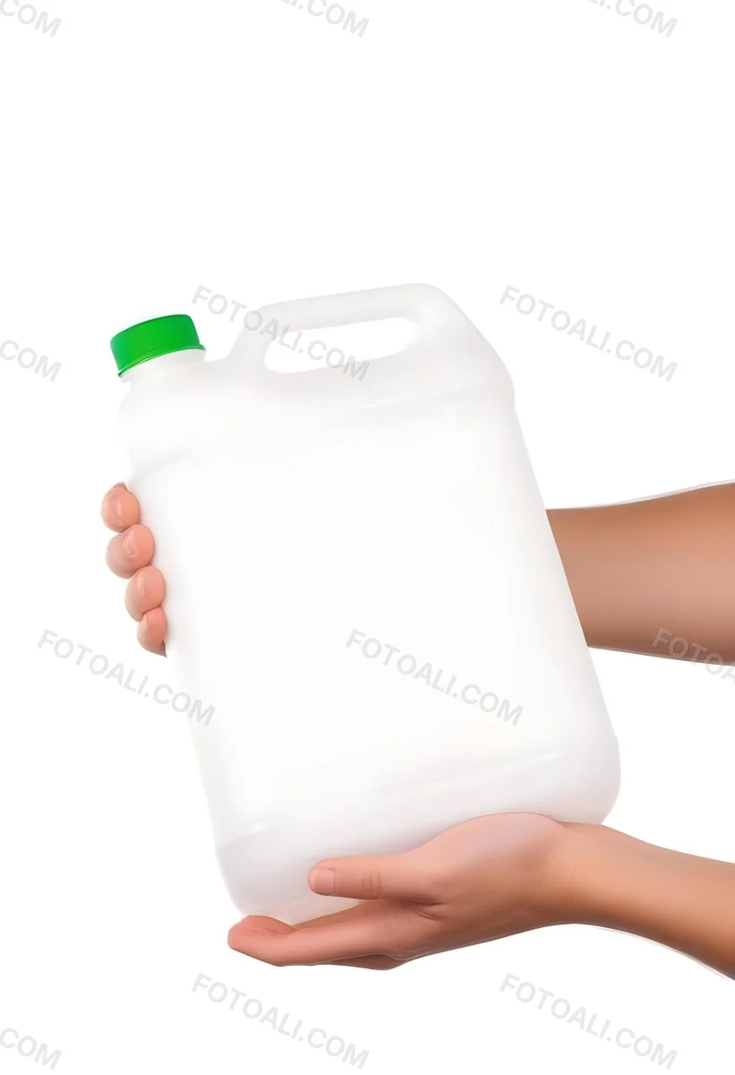 A Person S Hands Holding A Large White Plastic Container Or Jug With A Green Cap 3 51e0