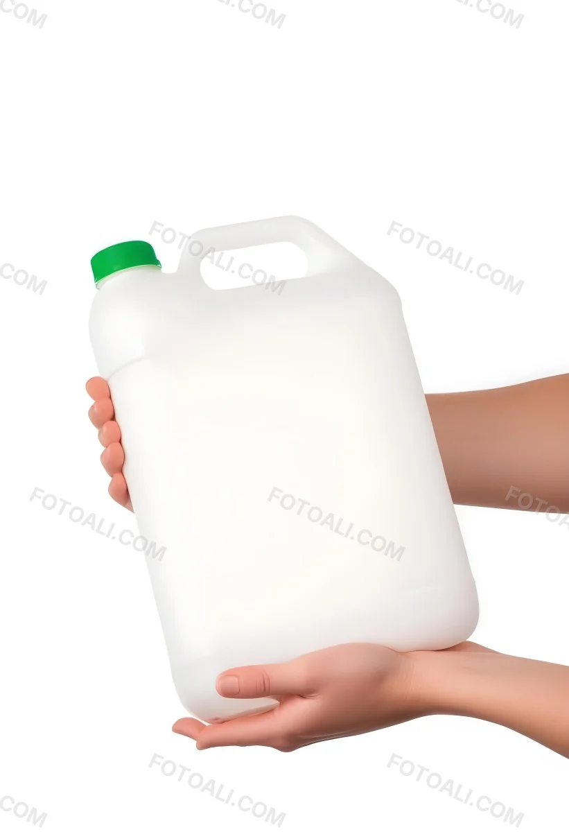 A Person S Hands Holding A Large White Plastic Container Or Jug With A Green Cap 4 A880