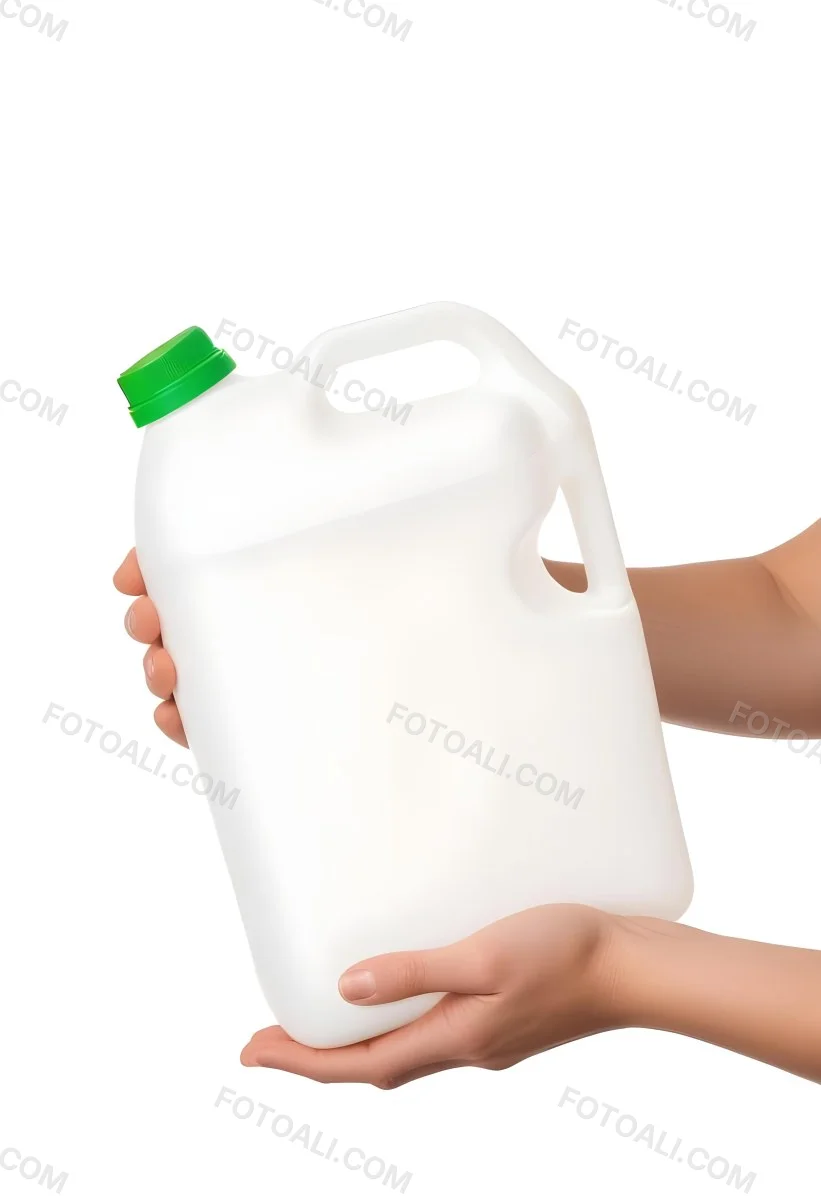 A Person S Hands Holding A Large White Plastic Container Or Jug With A Green Cap 5 5e63