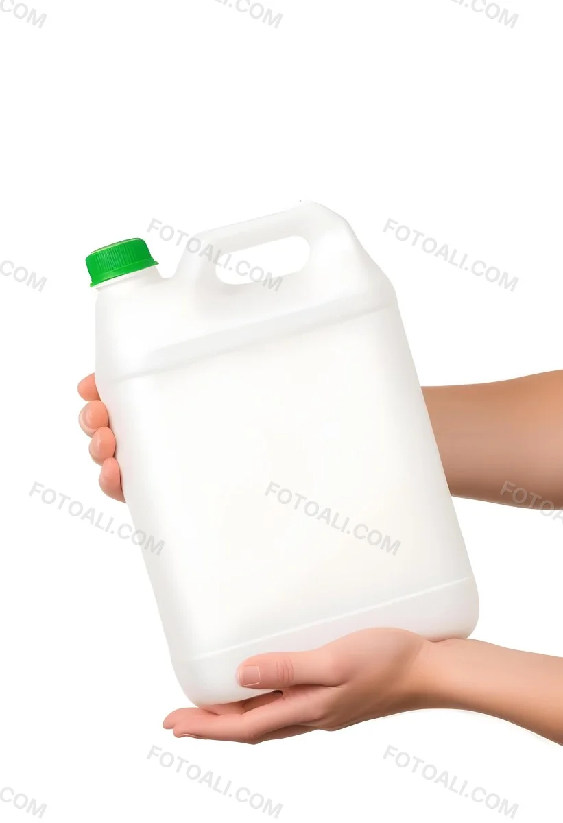 A Person S Hands Holding A Large White Plastic Container Or Jug With A Green Cap 6 934a