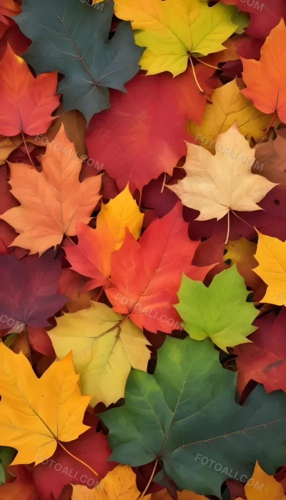 A Pile Of Colorful Autumn Leaves In Shades Of Red Orange Yellow Green And Brown Creating A Vibrant And Textured Pattern Filling The Entire Frame With A Natural And Seasonal Aesthetic 22 0c31
