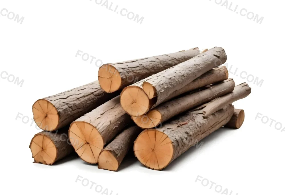 A Pile Of Firewood Logs With Bark Arranged In A Stack Showing The Texture And The Rough Texture Of The Bark On A White Background 10 Df63