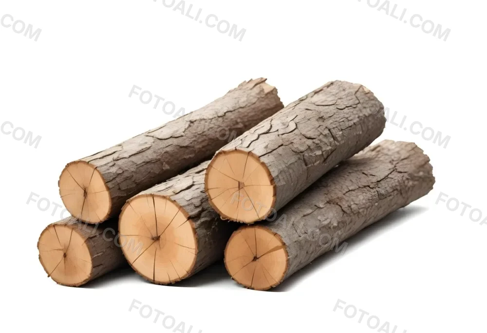 A Pile Of Firewood Logs With Bark Arranged In A Stack Showing The Texture And The Rough Texture Of The Bark On A White Background 24 Da91