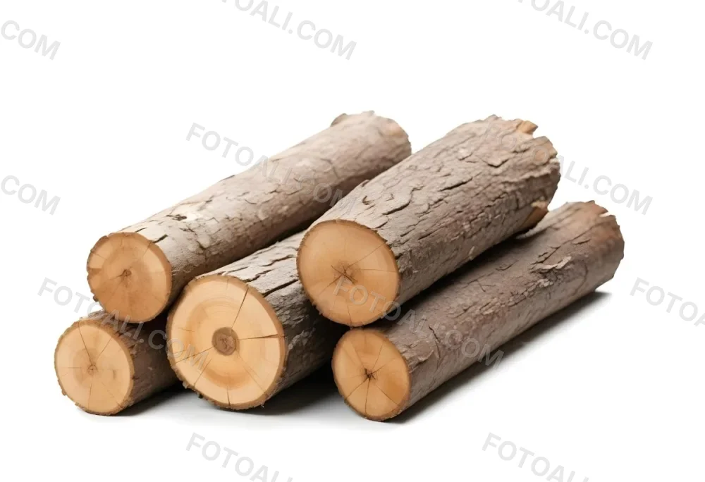 A Pile Of Firewood Logs With Bark Arranged In A Stack Showing The Texture And The Rough Texture Of The Bark On A White Background 33 A879
