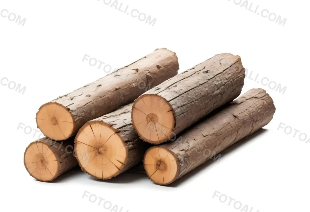A Pile Of Firewood Logs With Bark Arranged In A Stack Showing The Texture And The Rough Texture Of The Bark On A White Background 5 E0fa