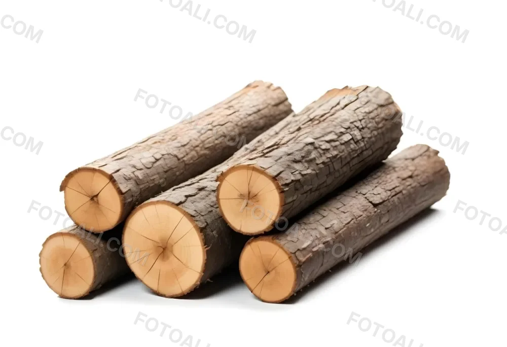 A Pile Of Firewood Logs With Bark Arranged In A Stack Showing The Texture And The Rough Texture Of The Bark On A White Background 6 8e27