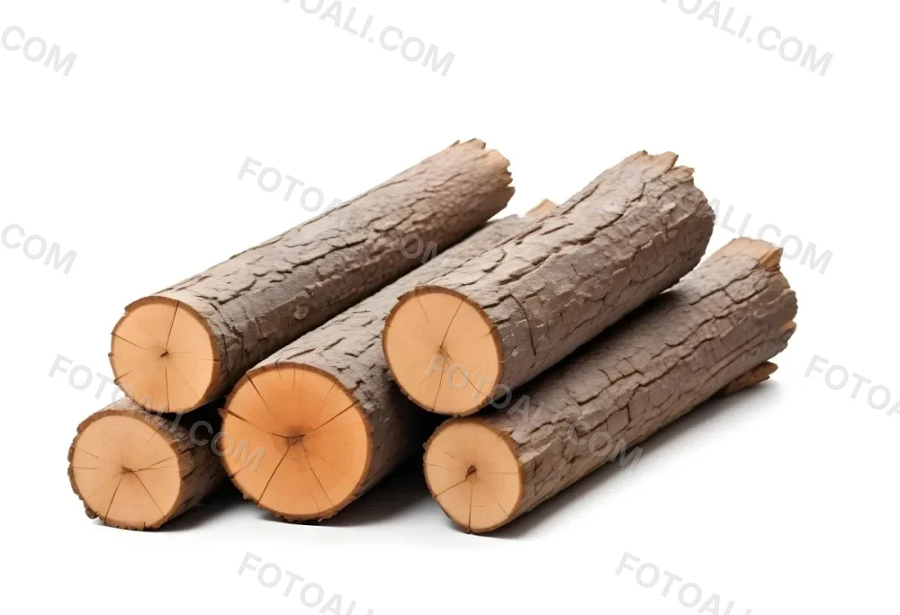 A Pile Of Firewood Logs With Bark Arranged In A Stack Showing The Texture And The Rough Texture Of The Bark On A White Background 7 39ee