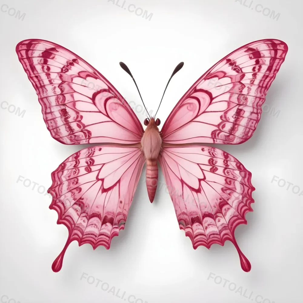 A Pink Butterfly With Symmetrical Wings Detailed Patterns And Delicate Antennae Set Against A Clean White Background Creating A Vibrant And Eye Catching Design 21 7b92