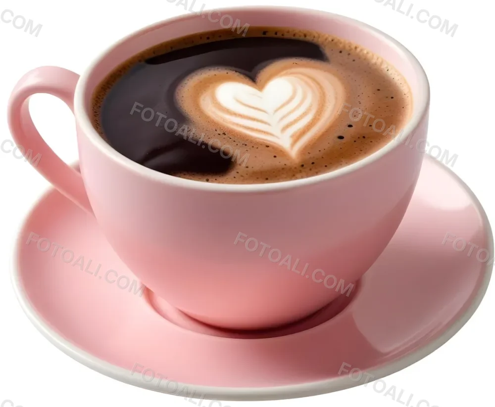 A Pink Ceramic Cup Filled With A Creamy Frothy Latte Or Cappuccino Featuring An Intricate Latte Art Design On The Surface Of The Drink Placed On A Wooden Table In A Sunlit Kitchen With Morning Ligh 13 B047