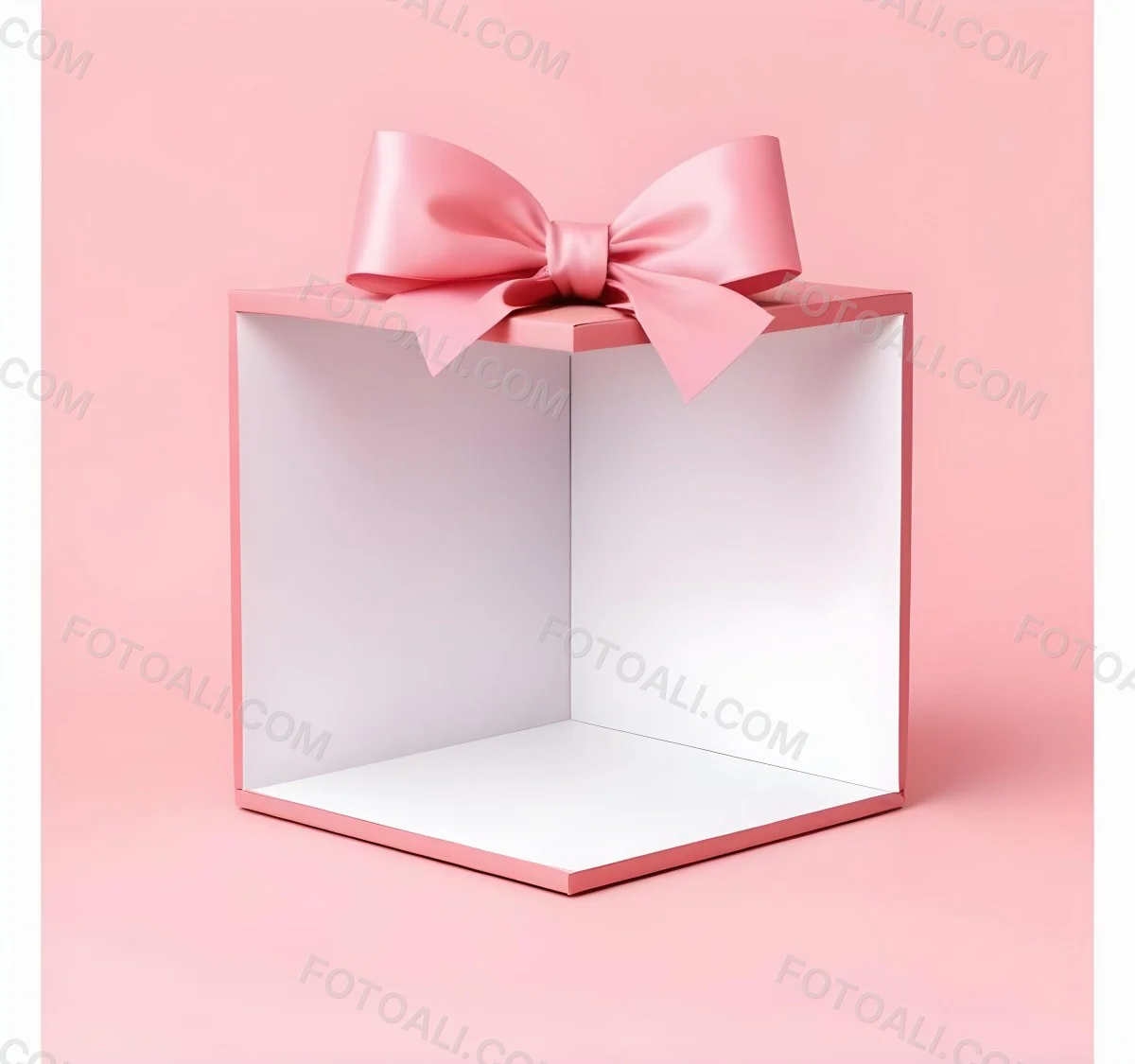 A Pink Gift Box With A Large Pink Bow On A Pink Ba 1 D2b7