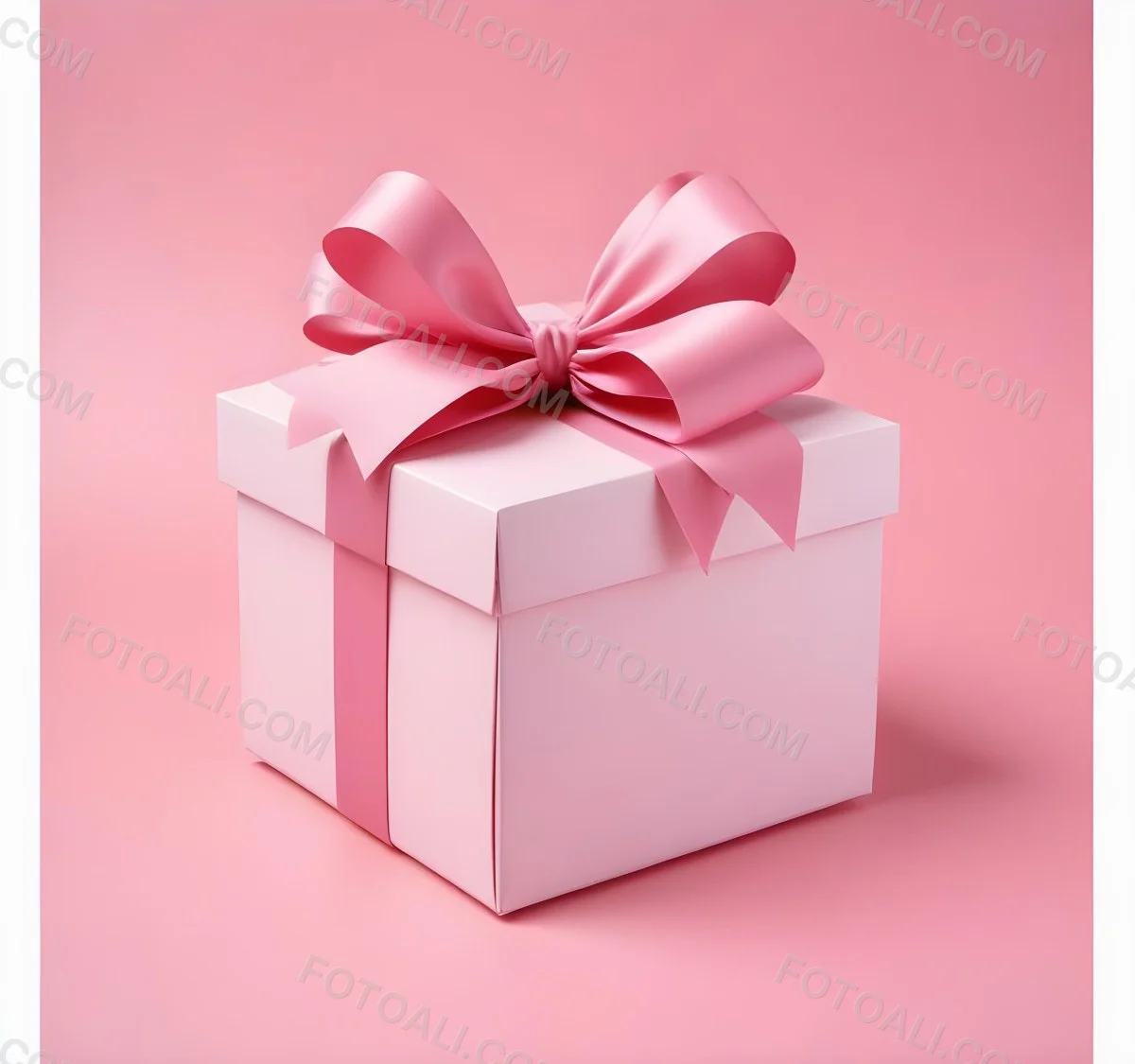A Pink Gift Box With A Large Pink Bow On A Pink Ba 10 F2a2