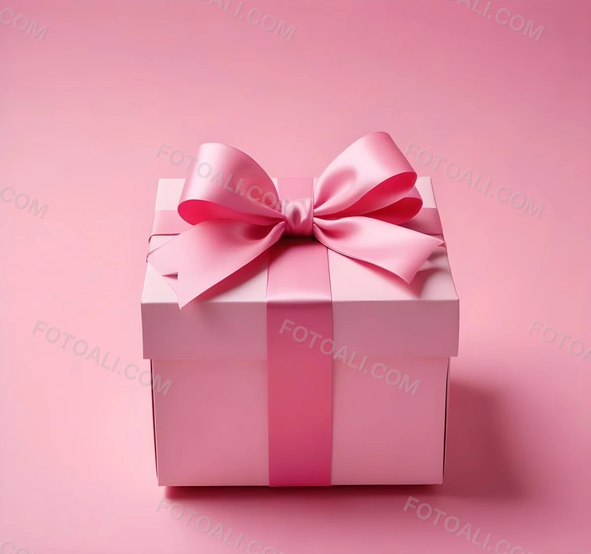 A Pink Gift Box With A Large Pink Bow On A Pink Ba 3 F189