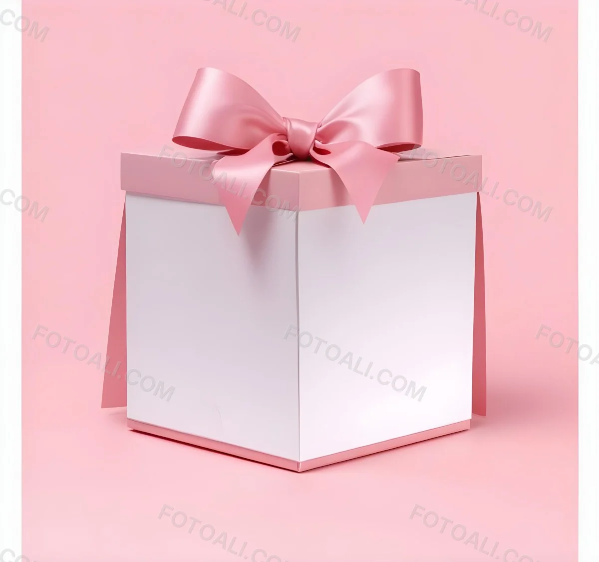 A Pink Gift Box With A Large Pink Bow On A Pink Ba 4 0e94