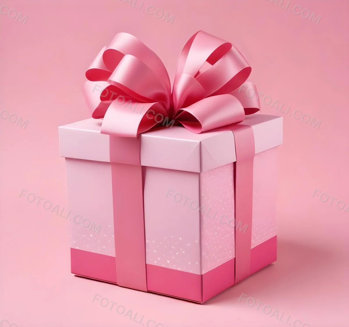 A Pink Gift Box With A Large Pink Bow On A Pink Ba 5 19da