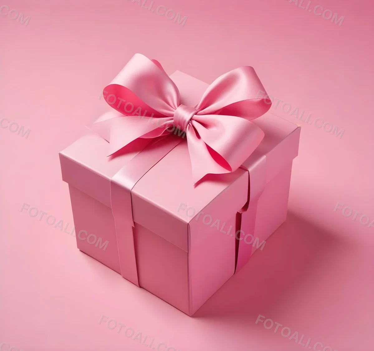 A Pink Gift Box With A Large Pink Bow On A Pink Ba 6 9975