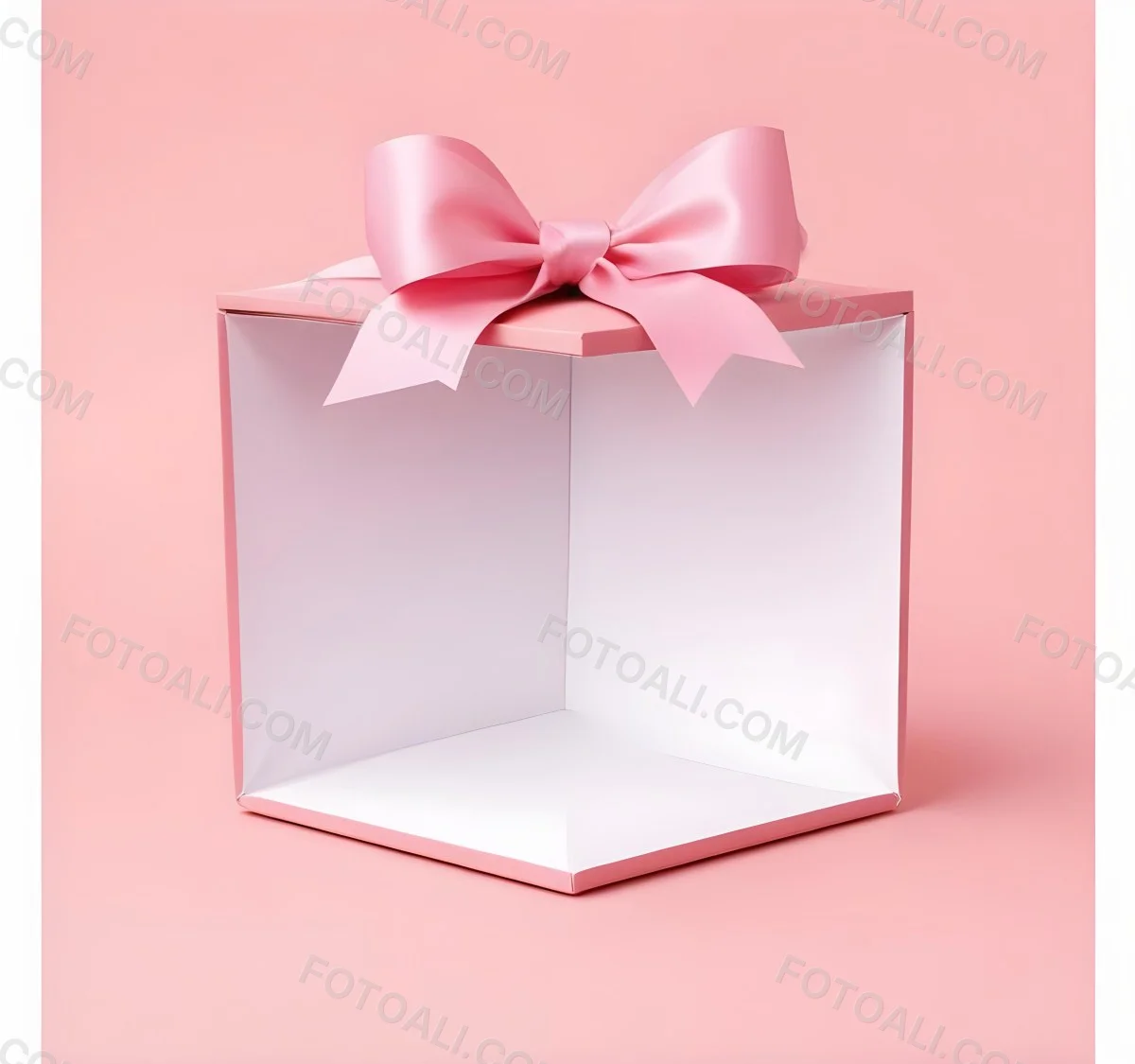 A Pink Gift Box With A Large Pink Bow On A Pink Ba 7 0564