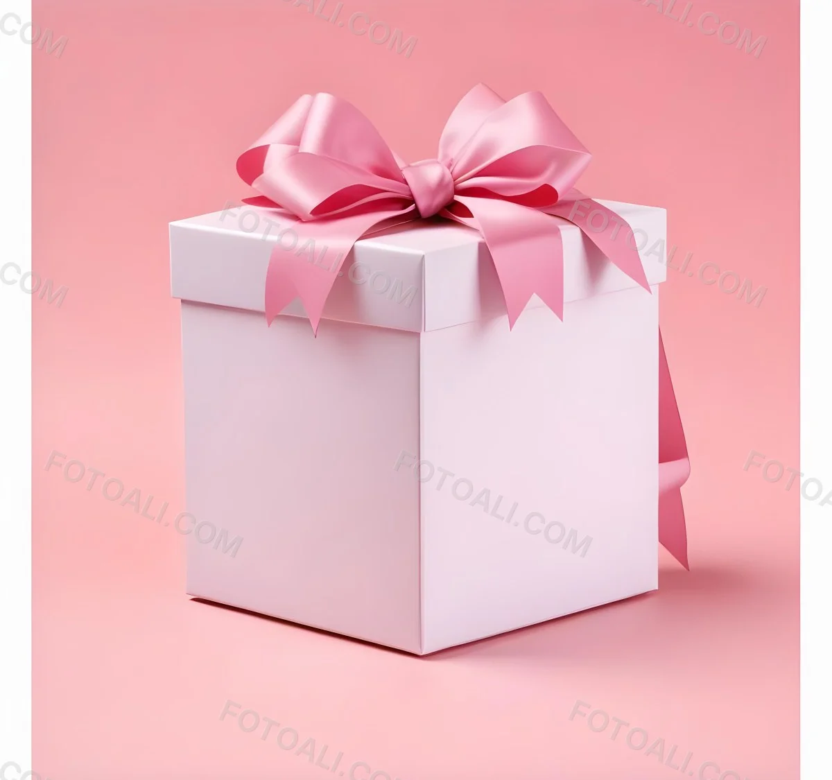 A Pink Gift Box With A Large Pink Bow On A Pink Ba 9 070c
