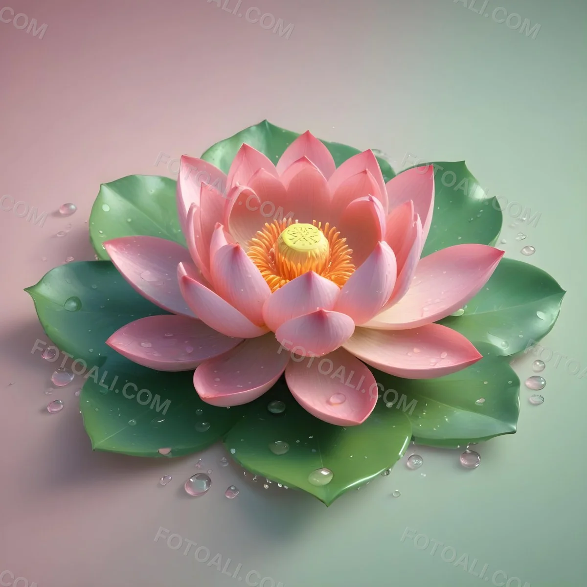 A Pink Lotus Flower With Water Drops In A Light Pink And Green Background 52 1d9a