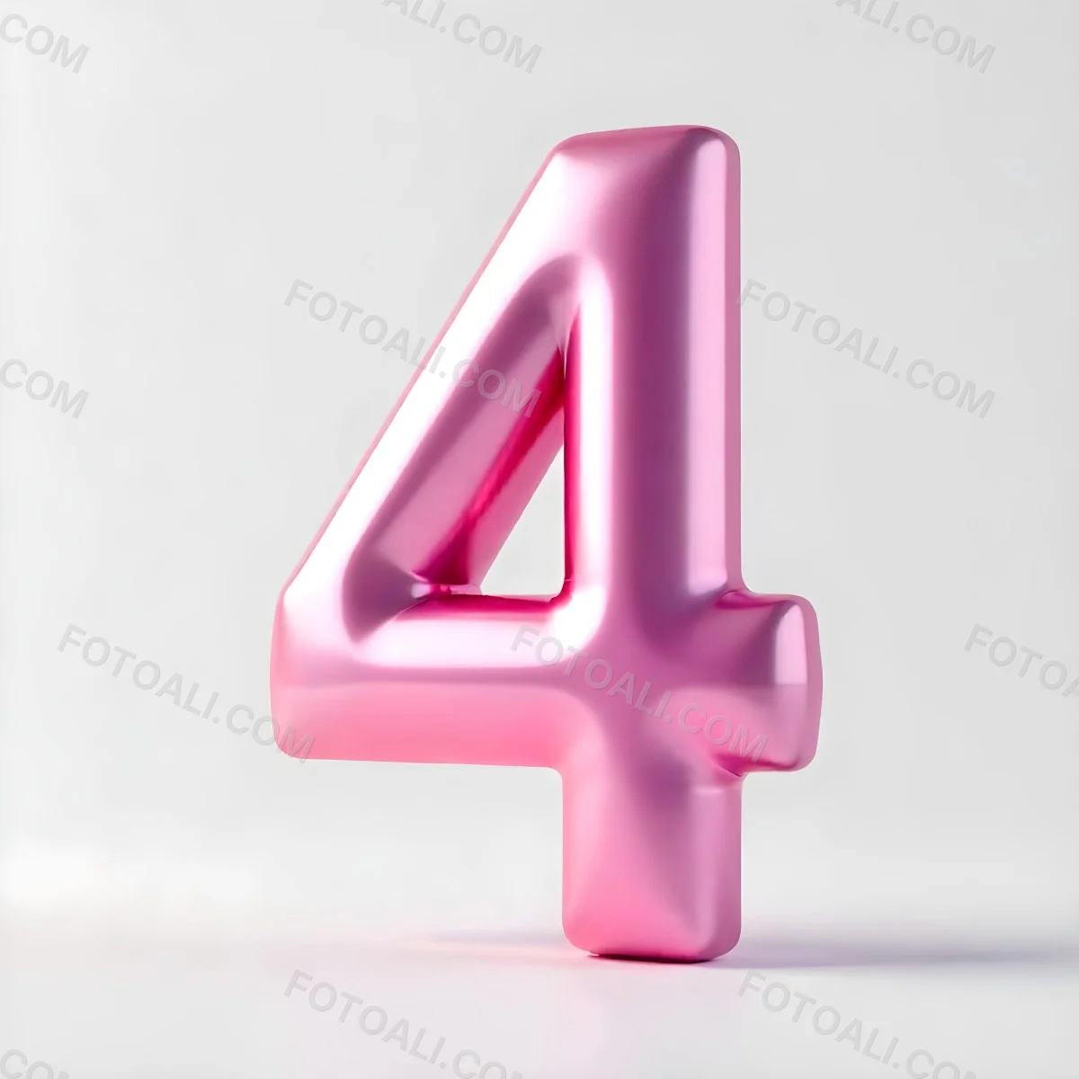 A Pink Metallic Number Four With Rounded Edges Casting A Soft Shadow On A White Surface Creating A Clean And Modern Aesthetic 14 Ad7d