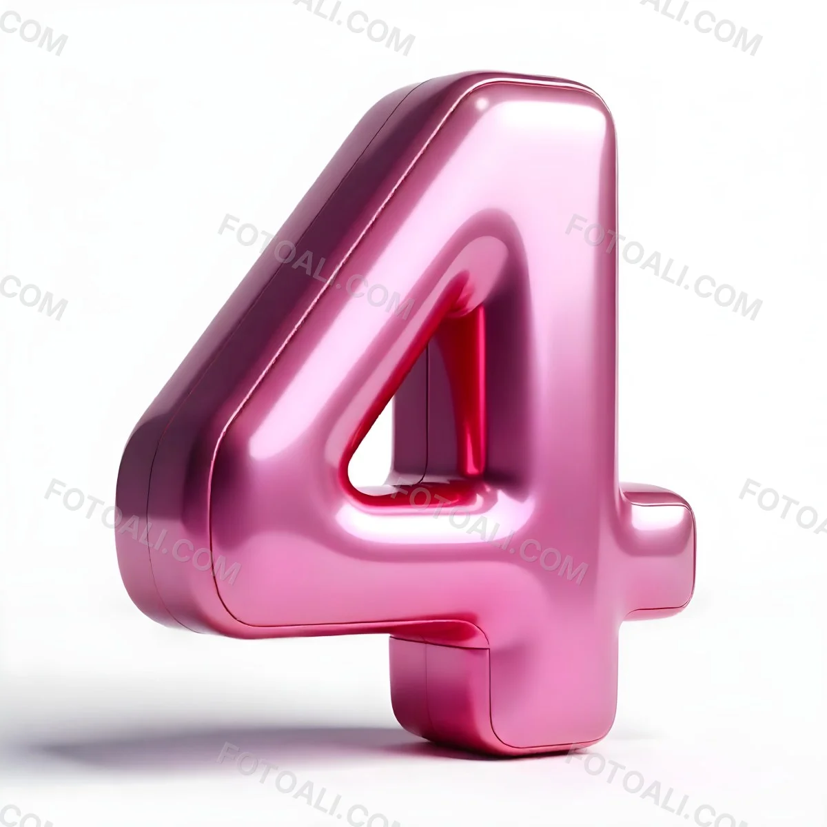 A Pink Metallic Number Four With Rounded Edges Casting A Soft Shadow On A White Surface Creating A Clean And Modern Aesthetic 24 Df6c