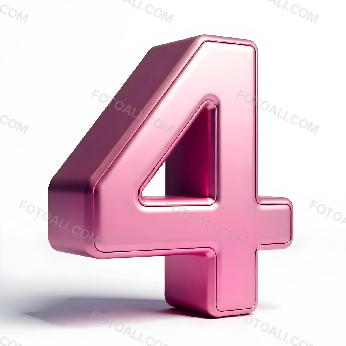A Pink Metallic Number Four With Rounded Edges Casting A Soft Shadow On A White Surface Creating A Clean And Modern Aesthetic 5 67ef