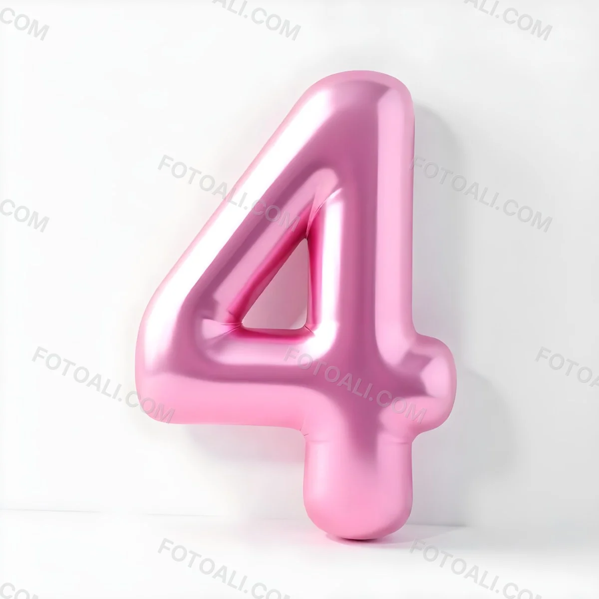 A Pink Metallic Number Four With Rounded Edges Casting A Soft Shadow On A White Surface Creating A Clean And Modern Aesthetic 8 Cad8