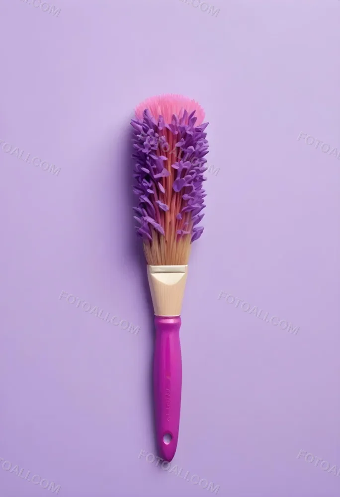 A Pink Paintbrush With Purple Lilac Flowers On A Light Purple Background 31 Fedc