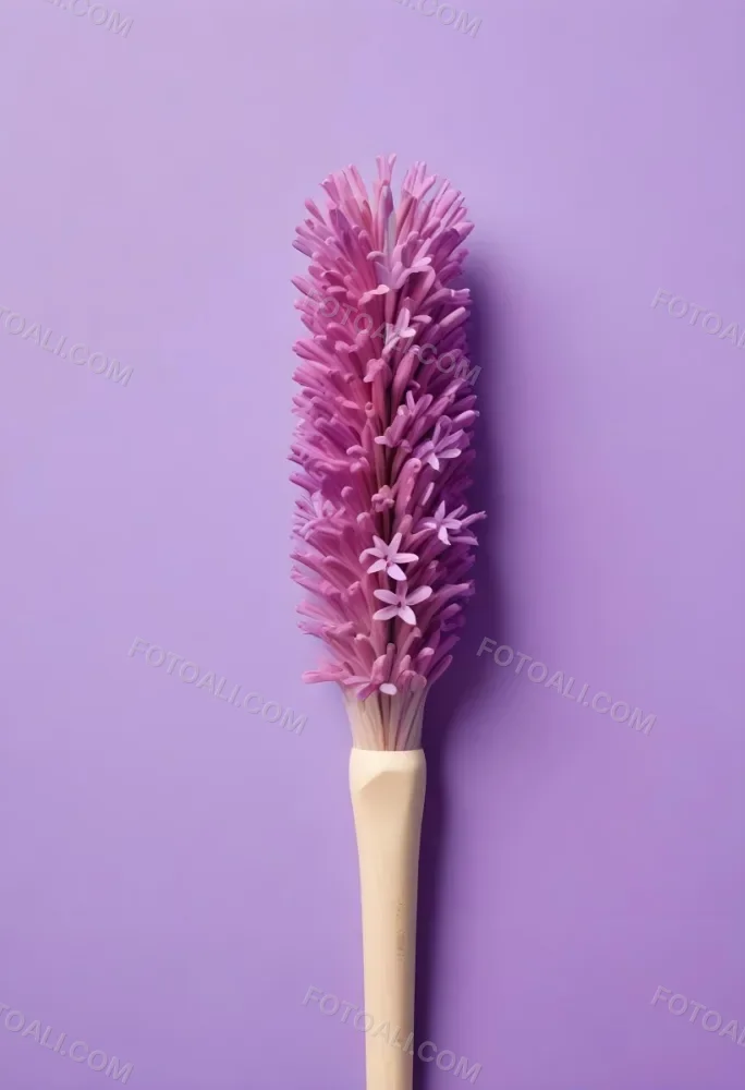 A Pink Paintbrush With Purple Lilac Flowers On A Light Purple Background 4 1990