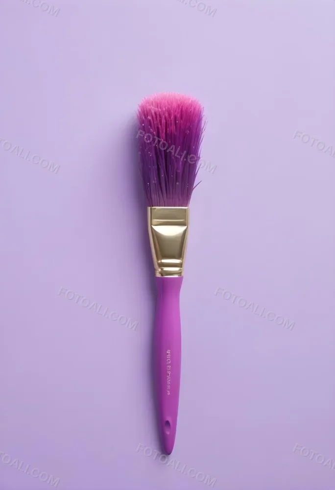 A Pink Paintbrush With Purple Lilac Flowers On A Light Purple Background 9 8c6a