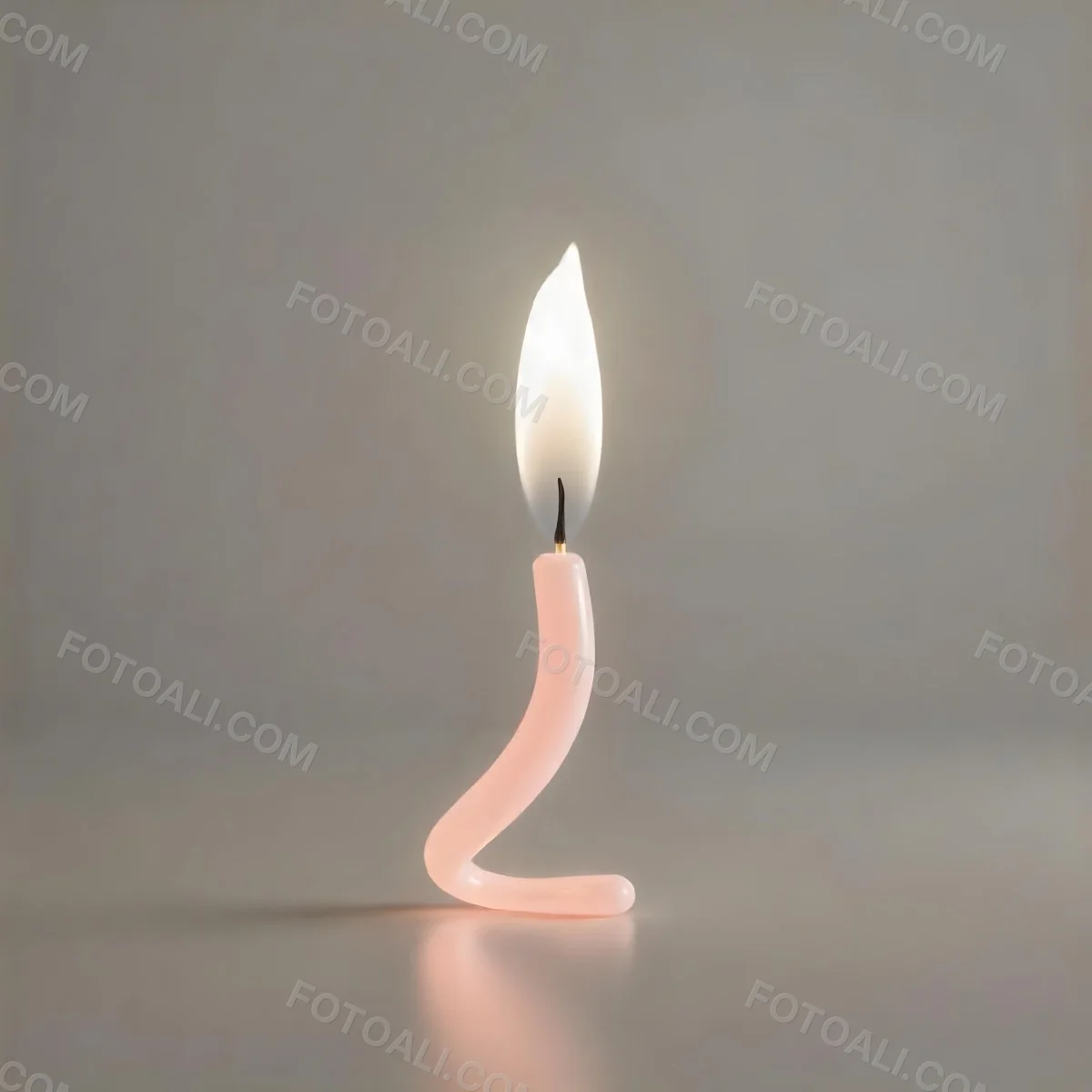 A Pink Spiral Candle With A Bright Flame On Top Casting A Bright Glow Simple Gray Background 11 Cca9