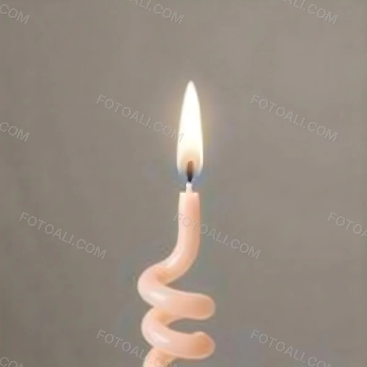 A Pink Spiral Candle With A Bright Flame On Top Casting A Bright Glow Simple Gray Background 23 4247