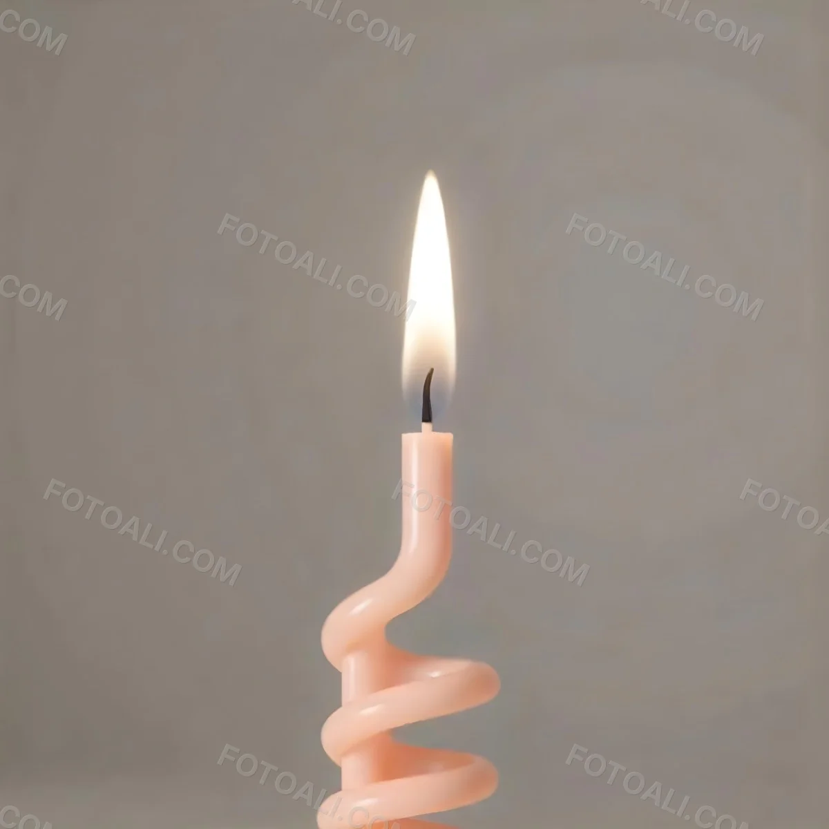 A Pink Spiral Candle With A Bright Flame On Top Casting A Bright Glow Simple Gray Background 9 Ac7e