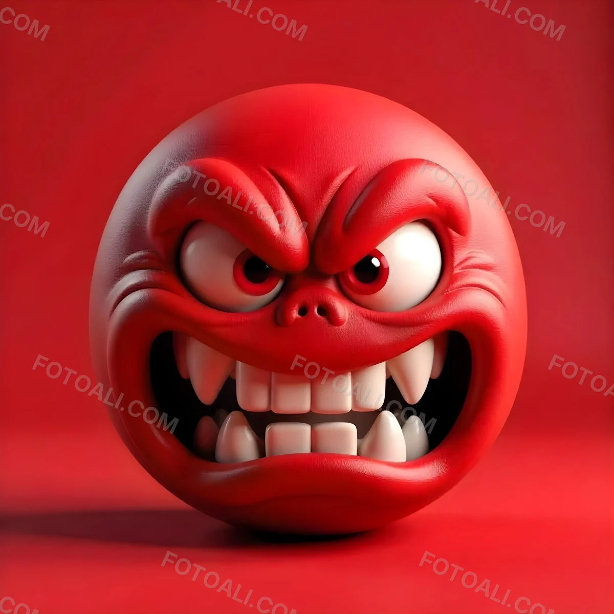 A Red Angry Emoji With White Teeth And Red Eyes On A Red Background 14 Aac4