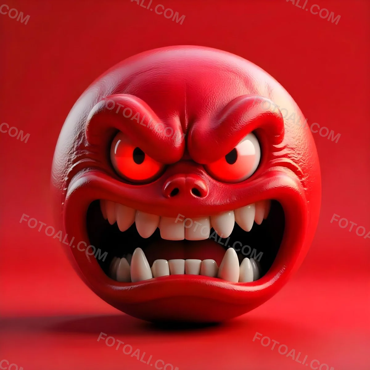 A Red Angry Emoji With White Teeth And Red Eyes On A Red Background 15 1c75