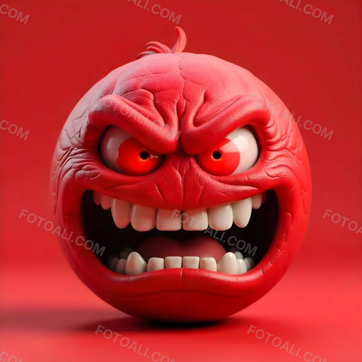A Red Angry Emoji With White Teeth And Red Eyes On A Red Background 29 E8d7