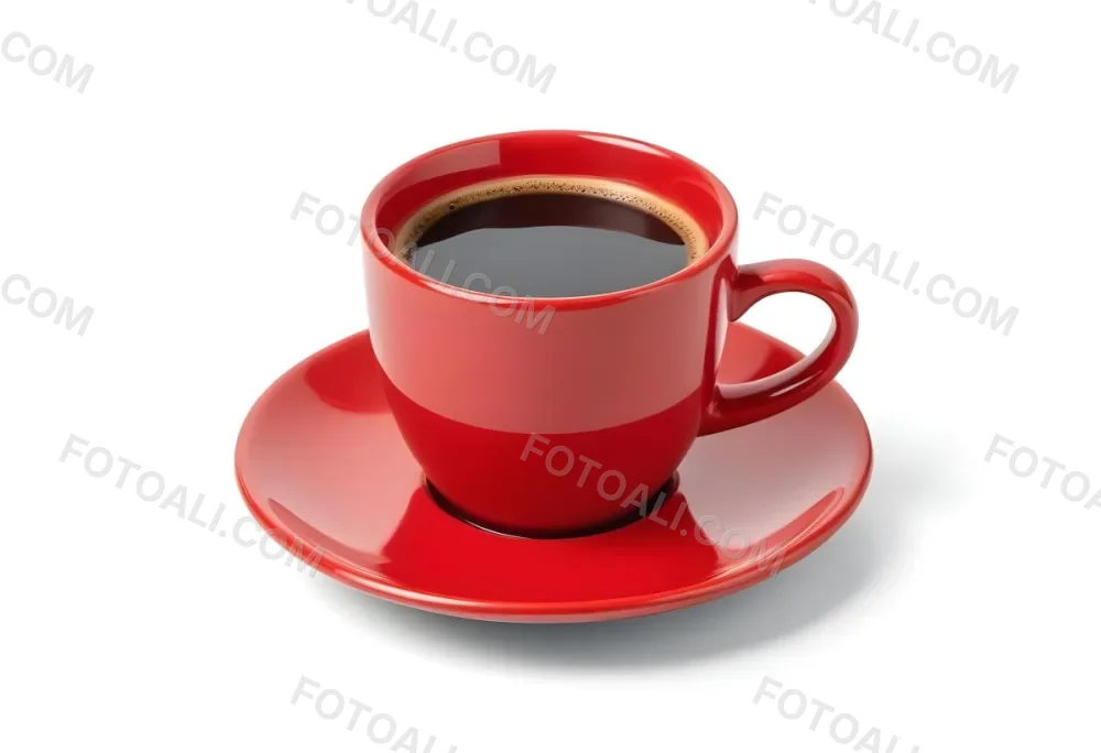 A Red Ceramic Cup Filled With A Creamy Latte With A Heart Shaped Design Made From The Foam On Top Sitting On A Matching Red Saucer 14 73d4
