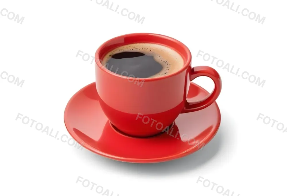A Red Ceramic Cup Filled With A Creamy Latte With A Heart Shaped Design Made From The Foam On Top Sitting On A Matching Red Saucer 2 8084