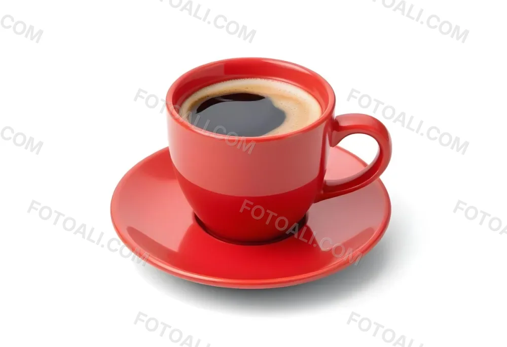 A Red Ceramic Cup Filled With A Creamy Latte With A Heart Shaped Design Made From The Foam On Top Sitting On A Matching Red Saucer 24 8ad1