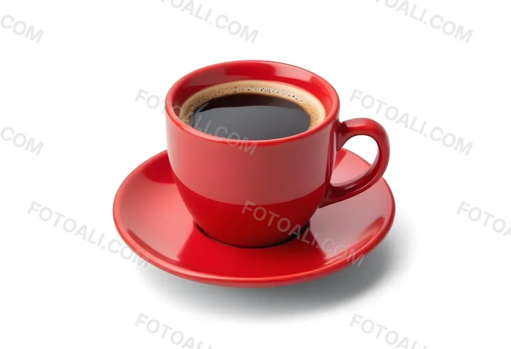 A Red Ceramic Cup Filled With A Creamy Latte With A Heart Shaped Design Made From The Foam On Top Sitting On A Matching Red Saucer 6 Bec4